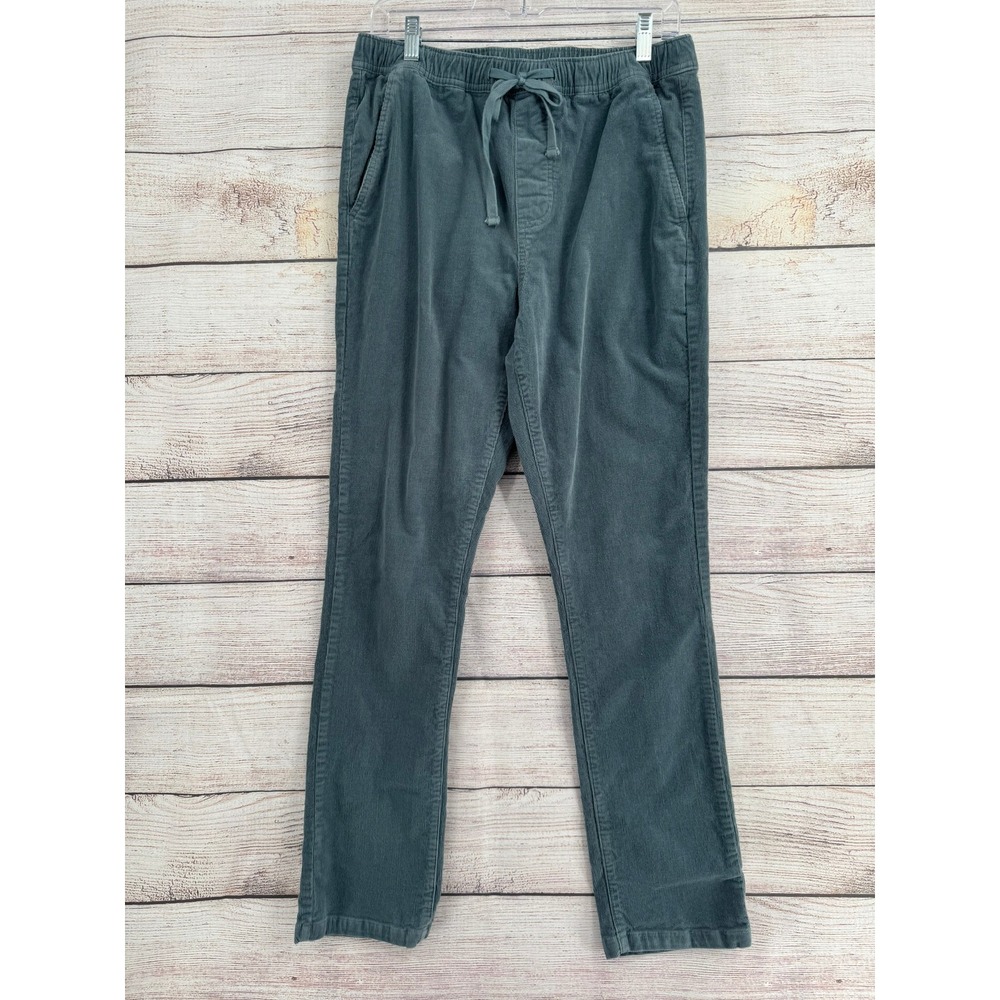 Katin Corduroy Pants Men MD Teal Blue-Gray Drawstring Elastic Waist